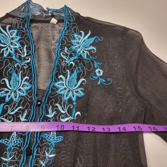 Black and Blue Kebaya Sheer Blouse Top - Picture 12 of 12